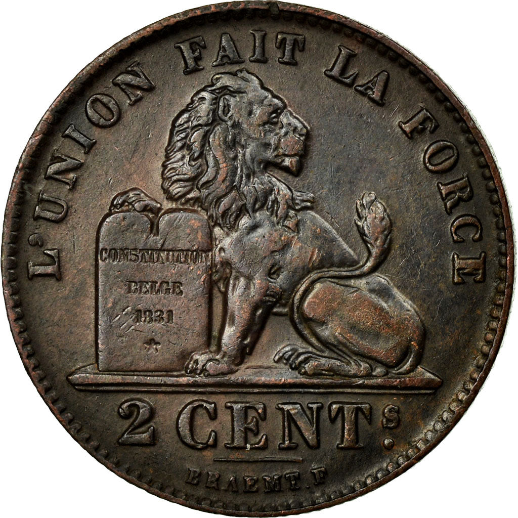 Coin, Belgium, Leopold II, 2 Centimes, 1909, AU(50-53), Copper, KM:35.1