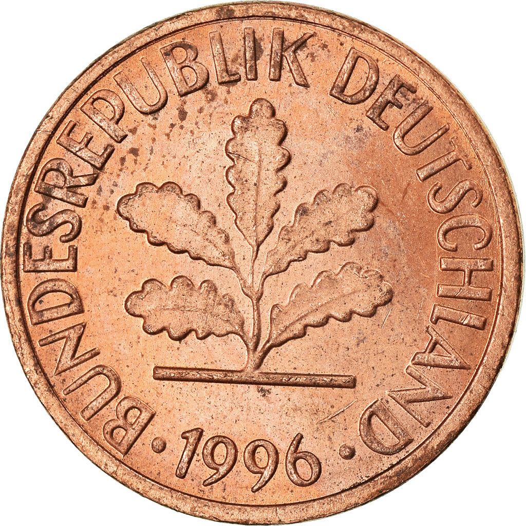 Coin, GERMANY - FEDERAL REPUBLIC, Pfennig, 1996, Hambourg, EF(40-45), Copper