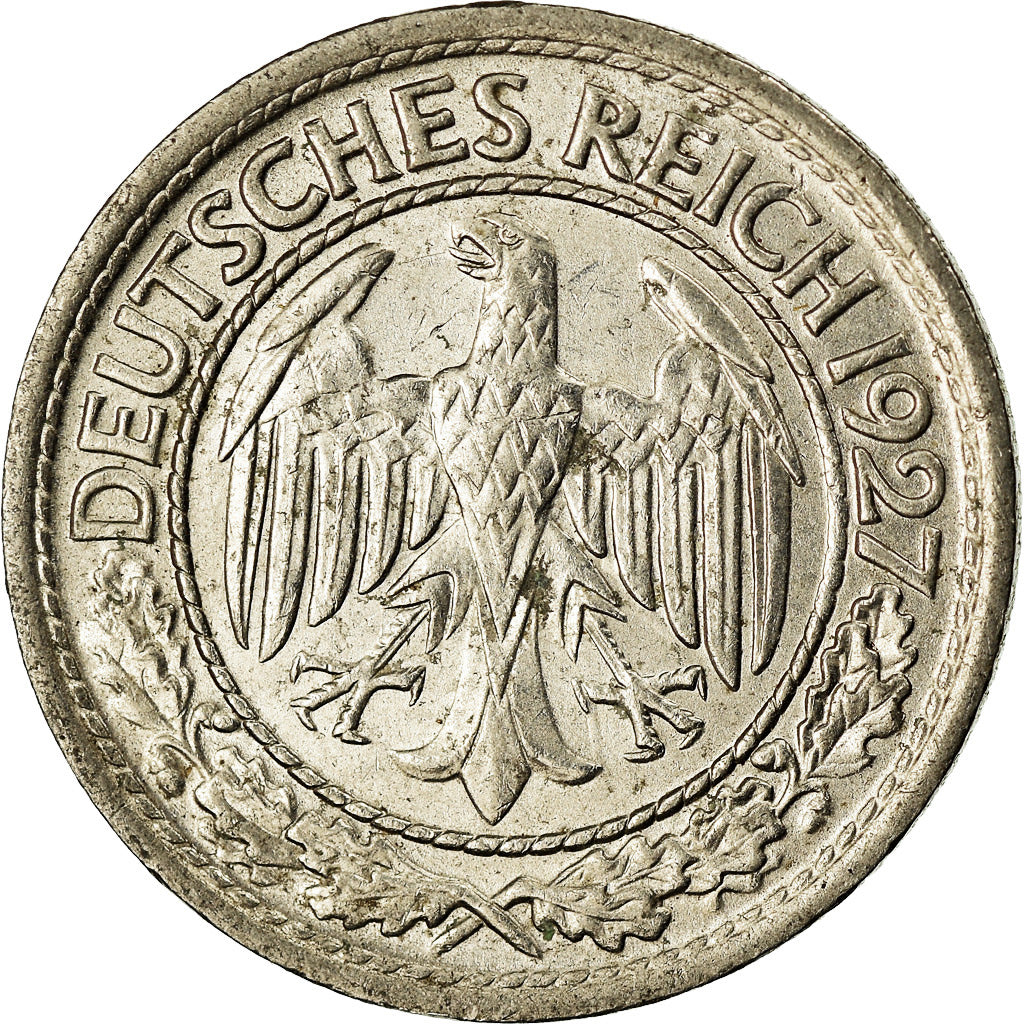 Coin, GERMANY, WEIMAR REPUBLIC, 50 Reichspfennig, 1927, Berlin, AU(55-58)