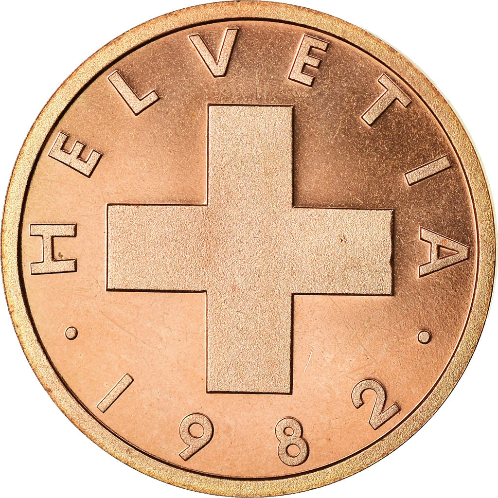 Coin, Switzerland, Rappen, 1982, Bern, Proof / BE, MS(63), Bronze, KM:46