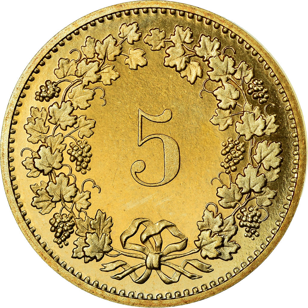 Coin, Switzerland, 5 Rappen, 1982, Bern, Proof / BE, MS(63), Aluminum-Bronze