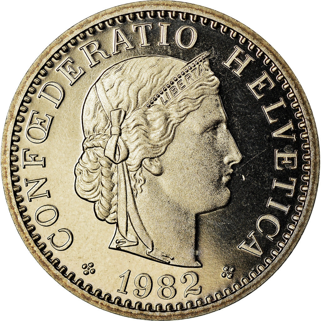 Coin, Switzerland, 20 Rappen, 1982, Bern, Proof / BE, MS(63), Copper-nickel