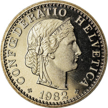 Coin, Switzerland, 20 Rappen, 1982, Bern, Proof / BE, MS(63), Copper-nickel
