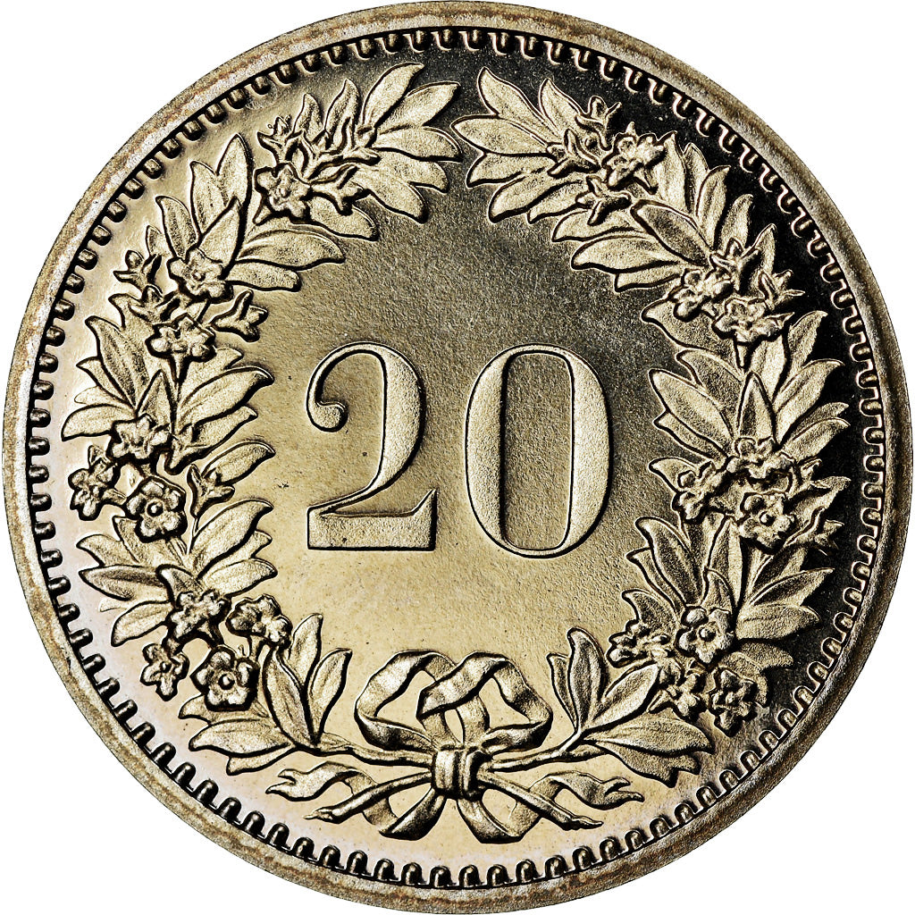 Coin, Switzerland, 20 Rappen, 1982, Bern, Proof / BE, MS(63), Copper-nickel