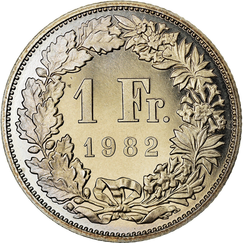Coin, Switzerland, Franc, 1982, Proof / BE, MS(63), Copper-nickel, KM:24a.2