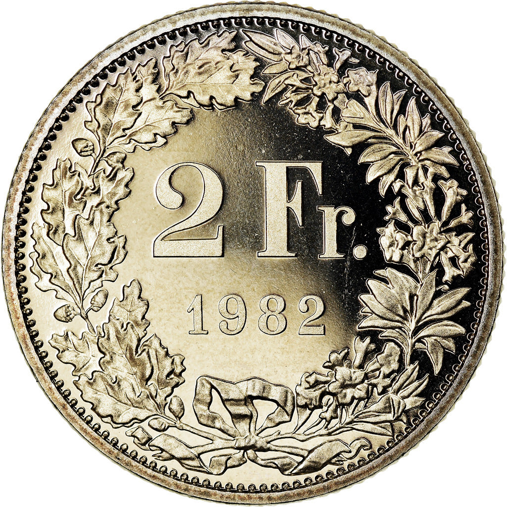 Monnaie, Suisse, 2 Francs, 1982, Proof / BE, SPL, Copper-nickel, KM:21a.2
