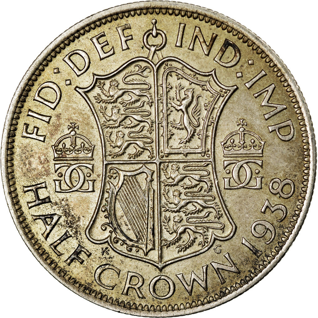 Coin, Great Britain, George VI, 1/2 Crown, 1938, EF(40-45), Silver, KM:856