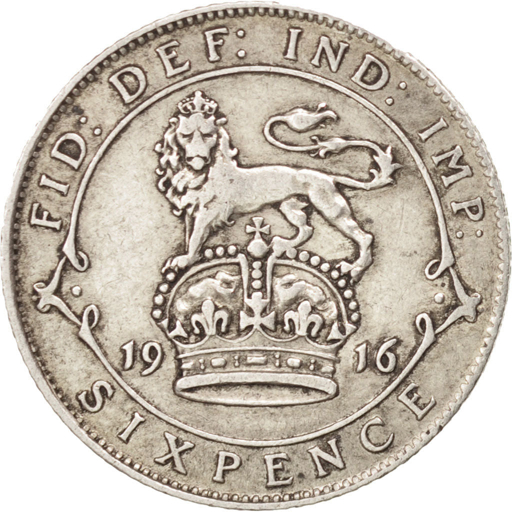 GREAT BRITAIN, 6 Pence, 1916, KM #815, EF(40-45), Silver, 19.5, 2.81