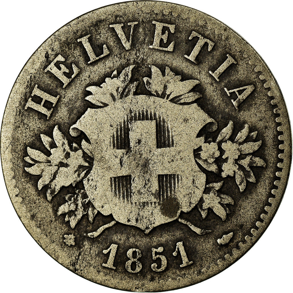 Monnaie, Suisse, 20 Rappen, 1851, Bern, B, Billon, KM:7