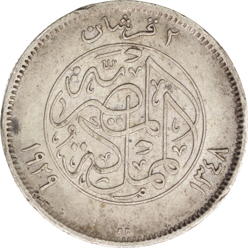 EGYPT, 2 Piastres, 1929, British Royal Mint, KM #348, VF(30-35), Silver, 2.81