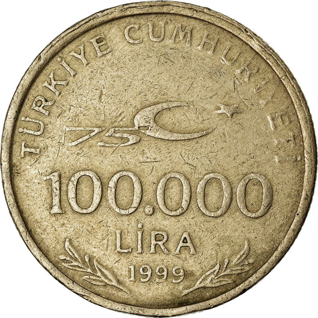 Munten, Turkije, 10000 Lira, 10 Bin Lira, 1999, ZF, Copper-Nickel-Zinc