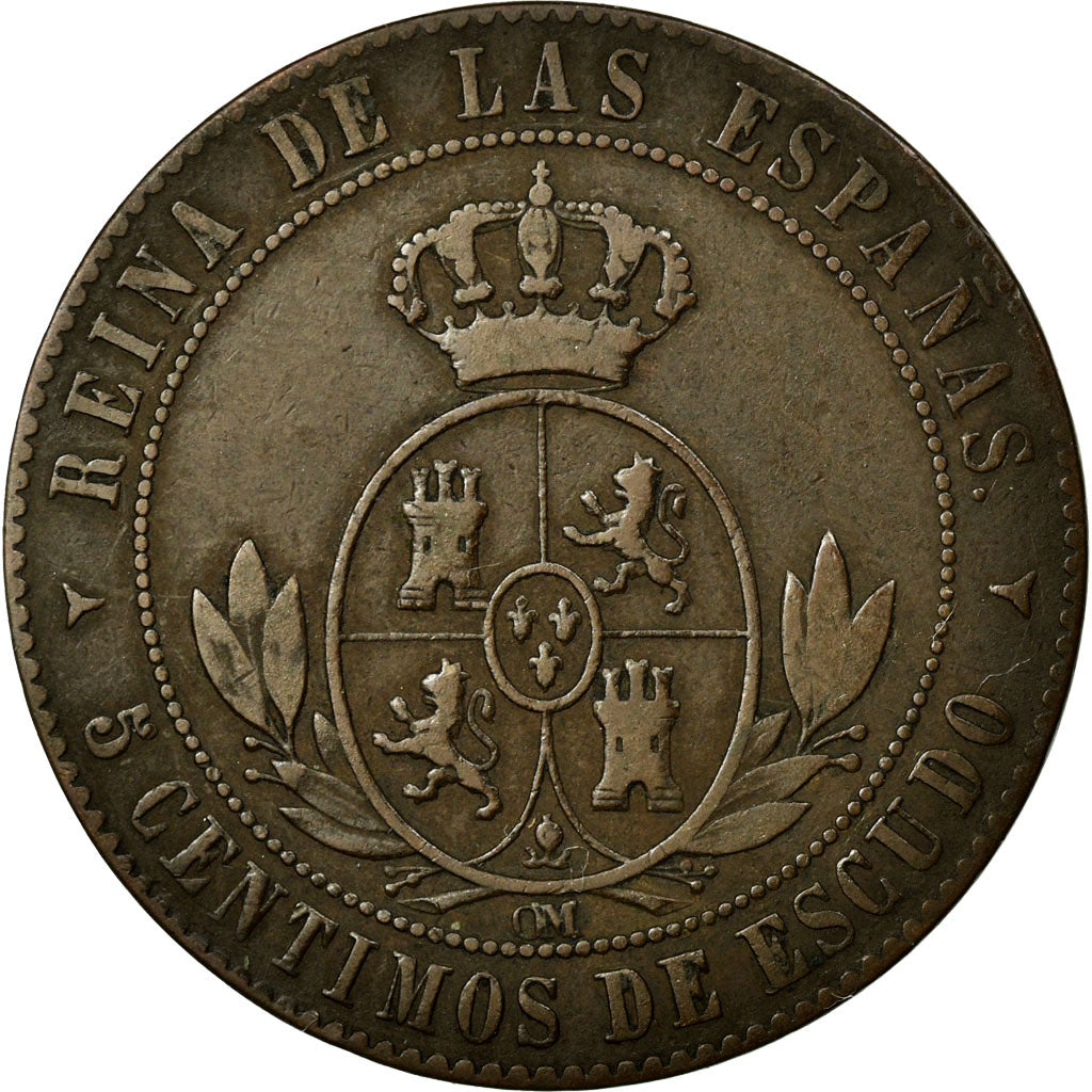 Moneda, España, Isabel II, 5 Centimos, 1866, MBC, Cobre, KM:635.1