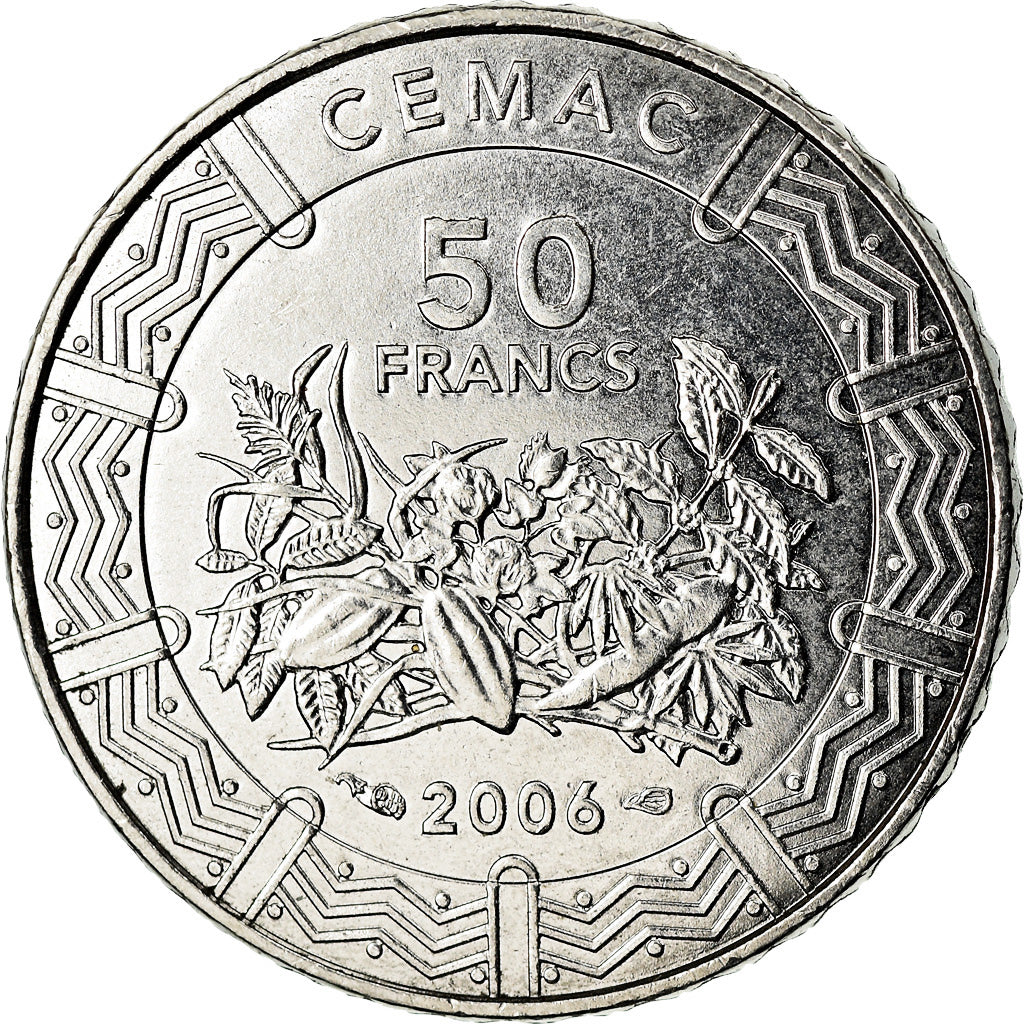 Coin, Central African States, 50 Francs, 2006, Paris, AU(55-58), Stainless