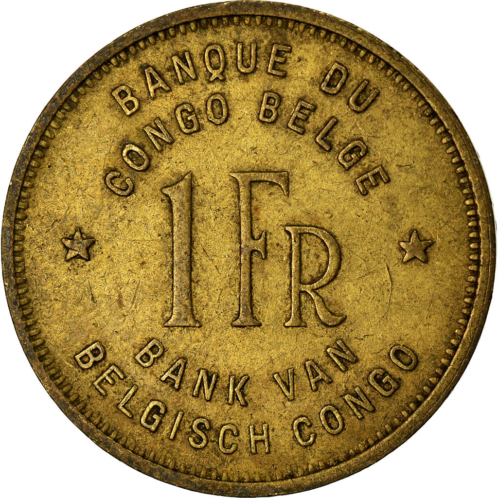 Coin, Belgian Congo, Franc, 1944, VF(30-35), Brass, KM:26