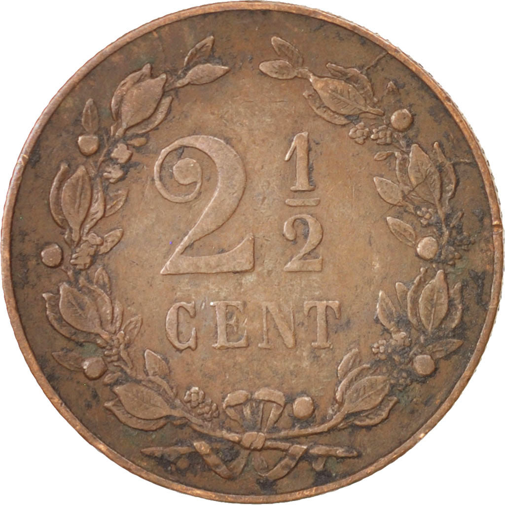 NETHERLANDS, 2-1/2 Cent, 1898, KM #108.2, VF(20-25), Bronze, 23.69, 4.01