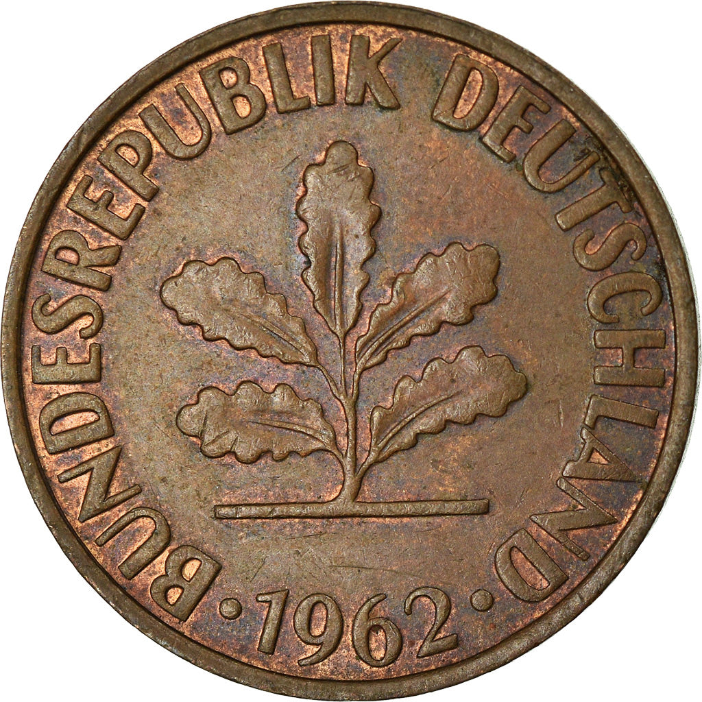 Moneta, GERMANIA - REPUBBLICA FEDERALE, 2 Pfennig, 1962, Karlsruhe, BB, Bronzo