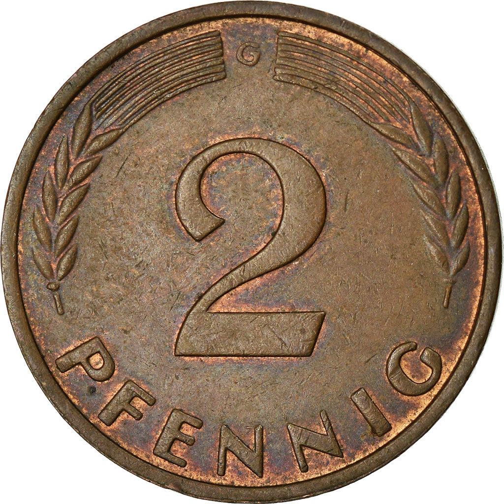 Moneta, GERMANIA - REPUBBLICA FEDERALE, 2 Pfennig, 1962, Karlsruhe, BB, Bronzo