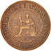 FRENCH INDO-CHINA, Cent, 1885, Paris, KM #1, EF(40-45), Bronze, 31, Lecompte...