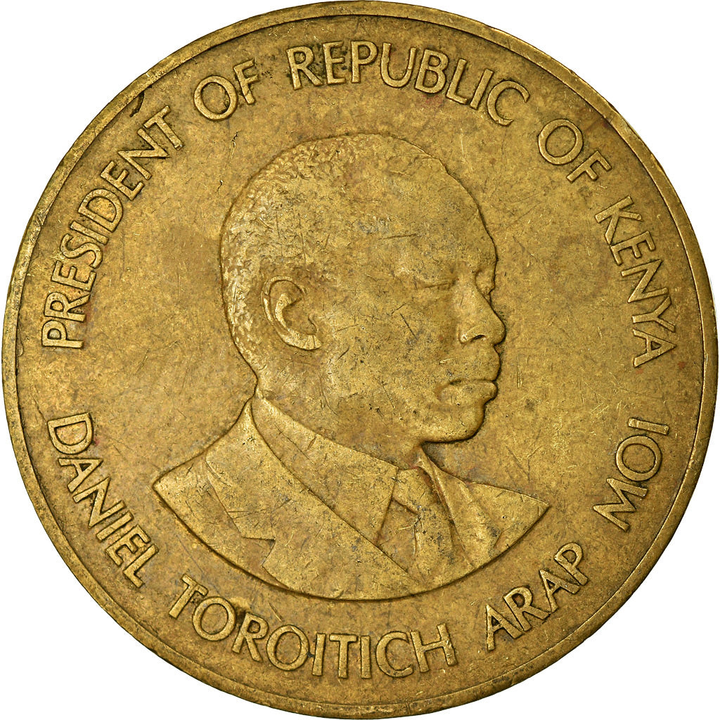 Moeda, Quénia, 10 Cents, 1984, British Royal Mint, EF(40-45), Níquel-Latão