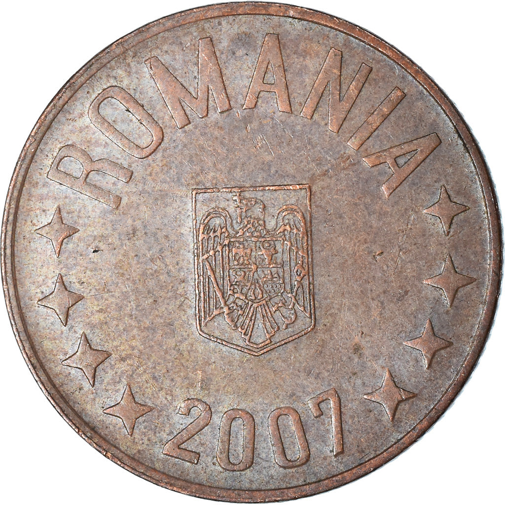 Moeda, Roménia, 5 Bani, 2007, Bucharest, EF(40-45), Aço Cromado a Cobre