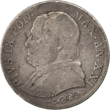 ITALIAN STATES, Lira, 1867, Roma, KM #1378, VF(20-25), Silver, 4.77