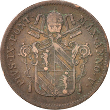 ITALIAN STATES, Baiocco, 1850, Roma, KM #1345, VF(30-35), Copper, 9.90