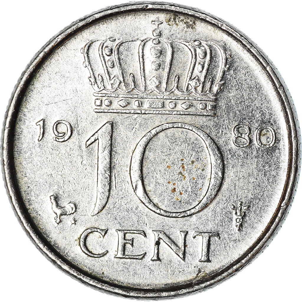 Moneta, Paesi Bassi, Juliana, 10 Cents, 1980, BB, Nichel, KM:182