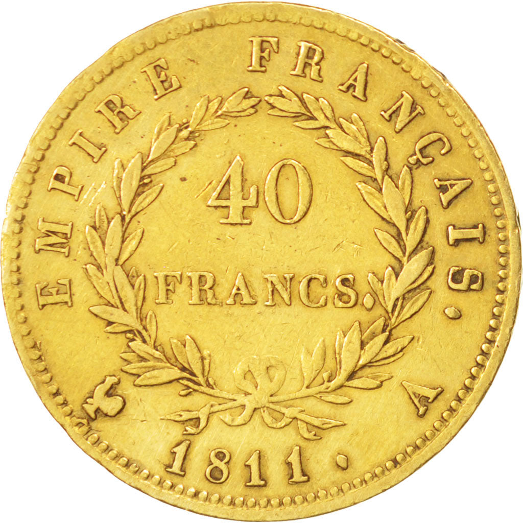 FRANCE, Napoléon I, 40 Francs, 1811, Paris, KM #696.1, EF(40-45), Gold, Gadoury 