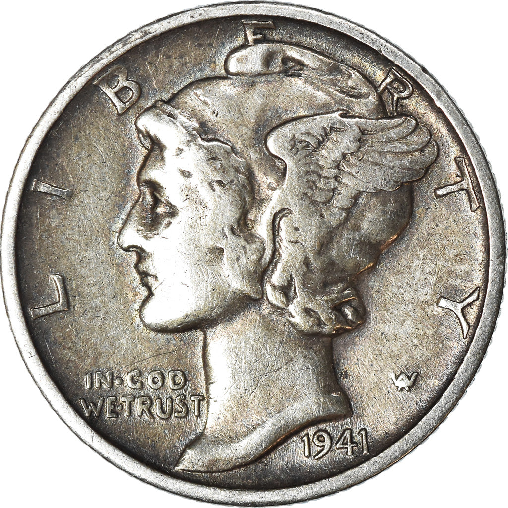 Coin, United States, Mercury Dime, Dime, 1941, U.S. Mint, San Francisco