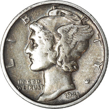 Coin, United States, Mercury Dime, Dime, 1941, U.S. Mint, San Francisco