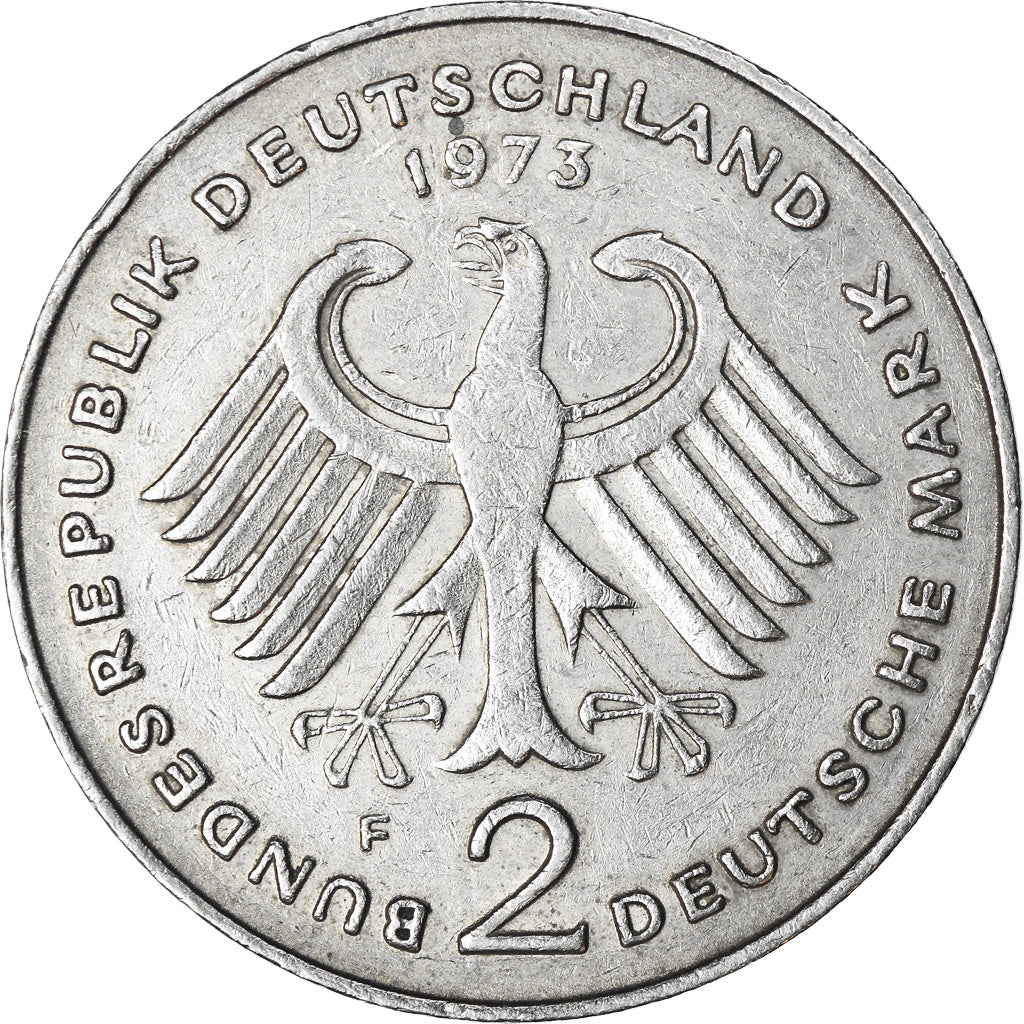 Coin, GERMANY - FEDERAL REPUBLIC, 2 Mark, 1973, Stuttgart, EF(40-45)