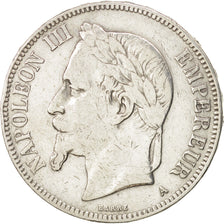 FRANCE, Napoléon III, 5 Francs, 1870, Paris, KM #799.1, VF(30-35), Silver, G...