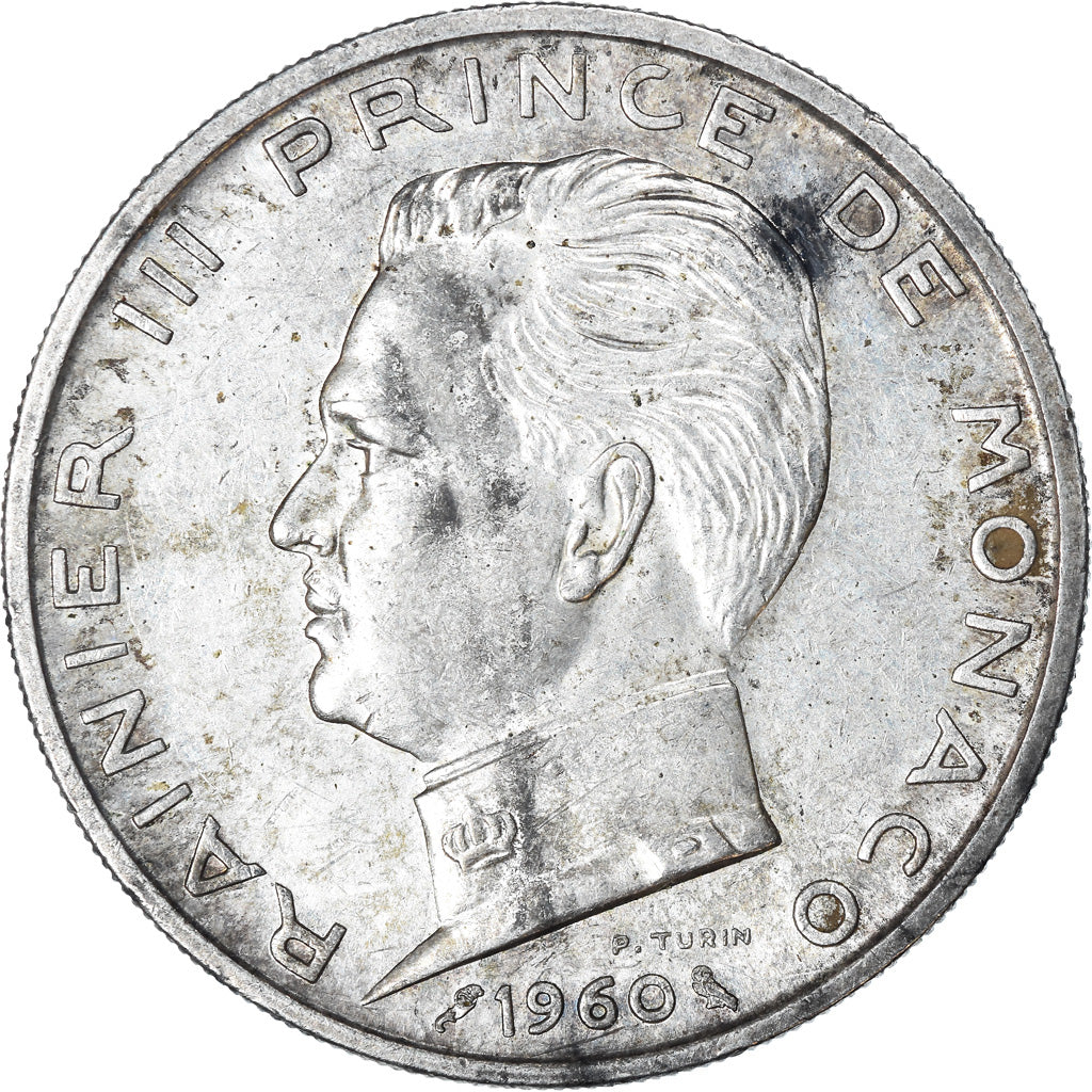 Coin, Monaco, Rainier III, 5 Francs, 1960, EF(40-45), Silver, KM:141, Gadoury:MC