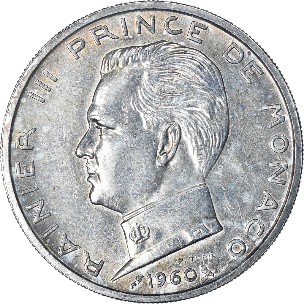 Coin, Monaco, Rainier III, 5 Francs, 1960, EF(40-45), Silver, KM:141, Gadoury:MC
