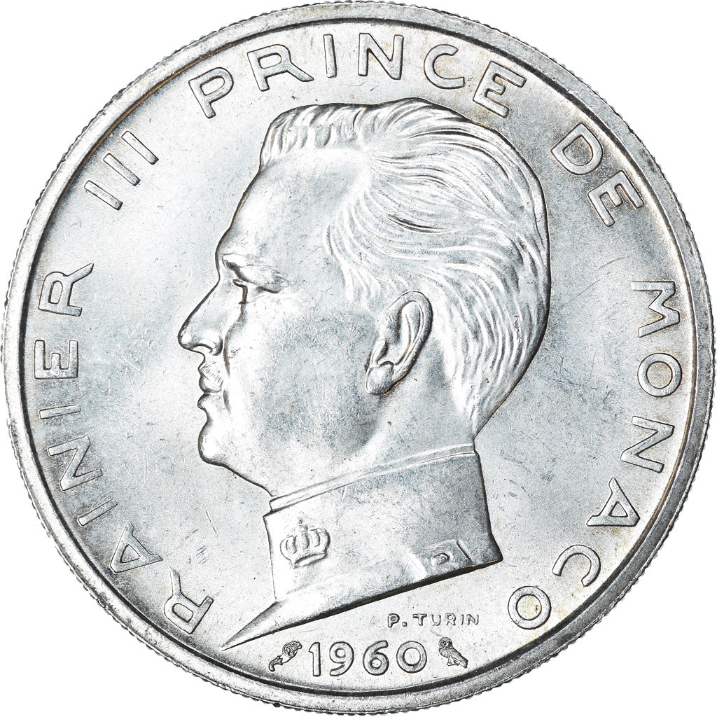Monnaie, Monaco, Rainier III, 5 Francs, 1960, TTB+, Argent, Gadoury:MC 152