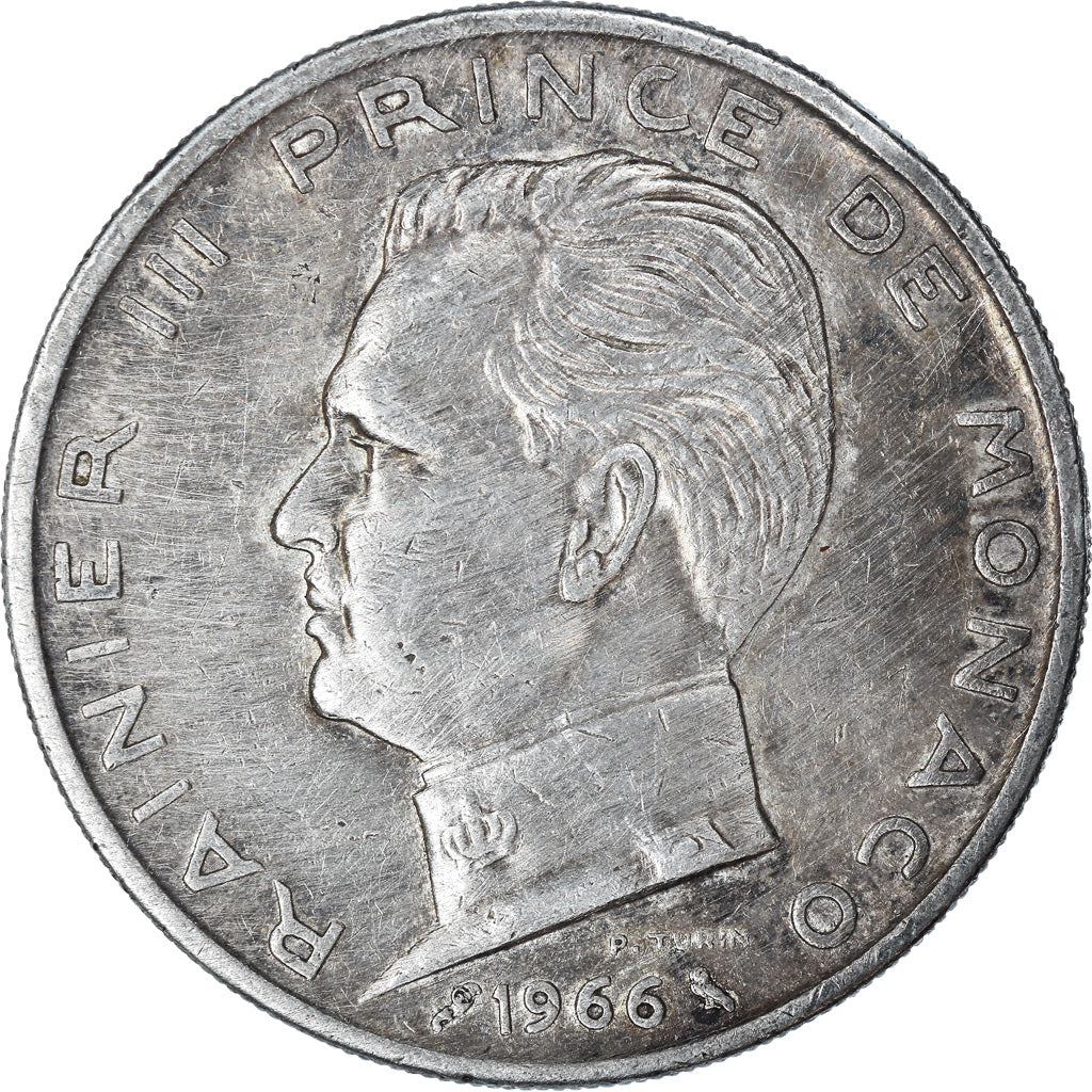 Coin, Monaco, Rainier III, 5 Francs, 1966, EF(40-45), Silver, KM:141, Gadoury:MC