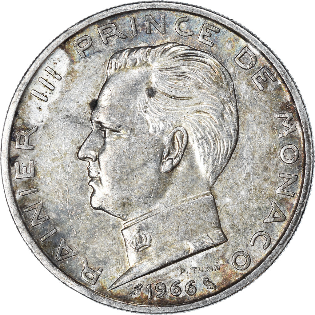 Coin, Monaco, Rainier III, 5 Francs, 1966, EF(40-45), Silver, KM:141, Gadoury:MC