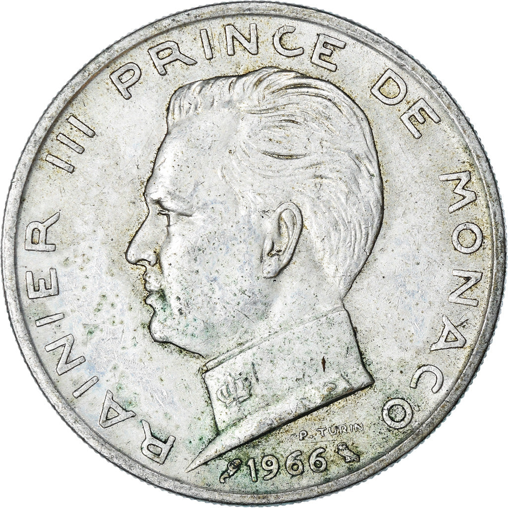 Coin, Monaco, Rainier III, 5 Francs, 1966, EF(40-45), Silver, KM:141, Gadoury:MC