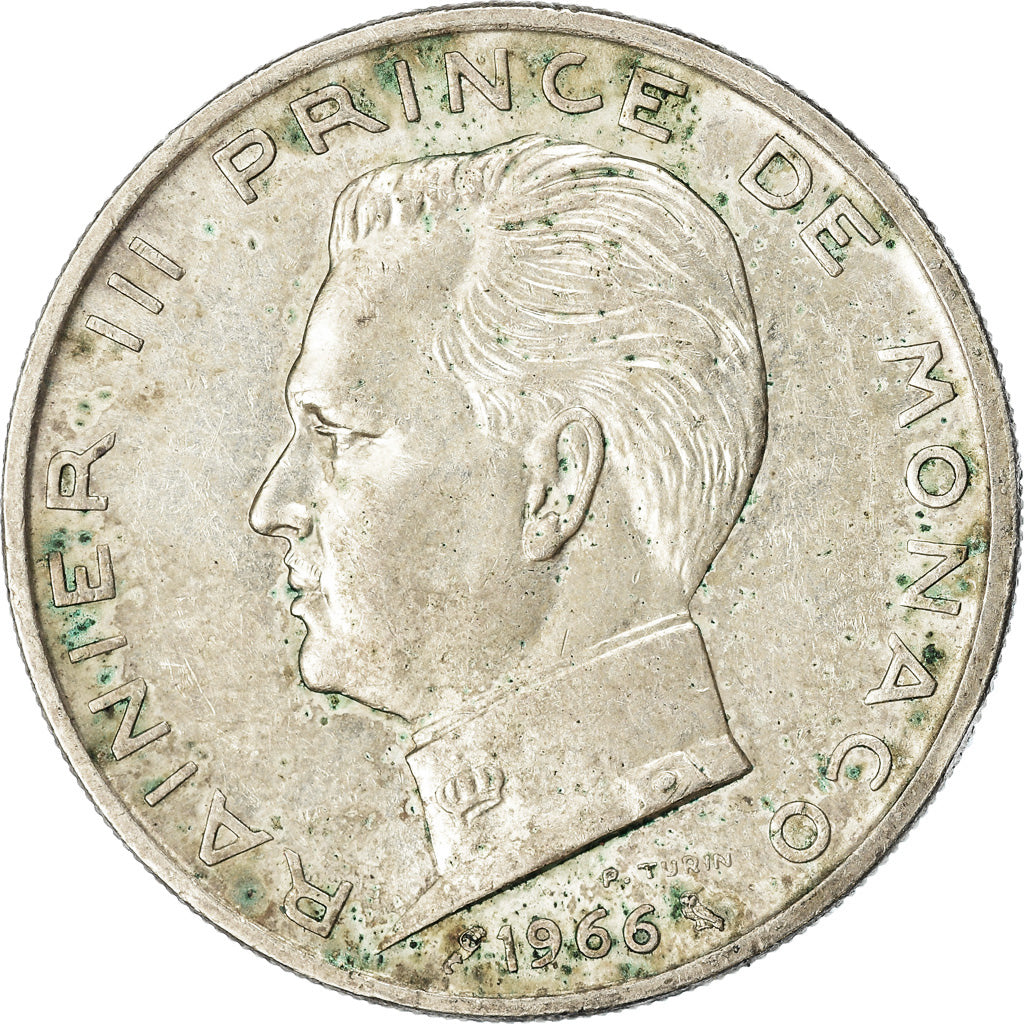 Coin, Monaco, Rainier III, 5 Francs, 1966, EF(40-45), Silver, KM:141, Gadoury:MC