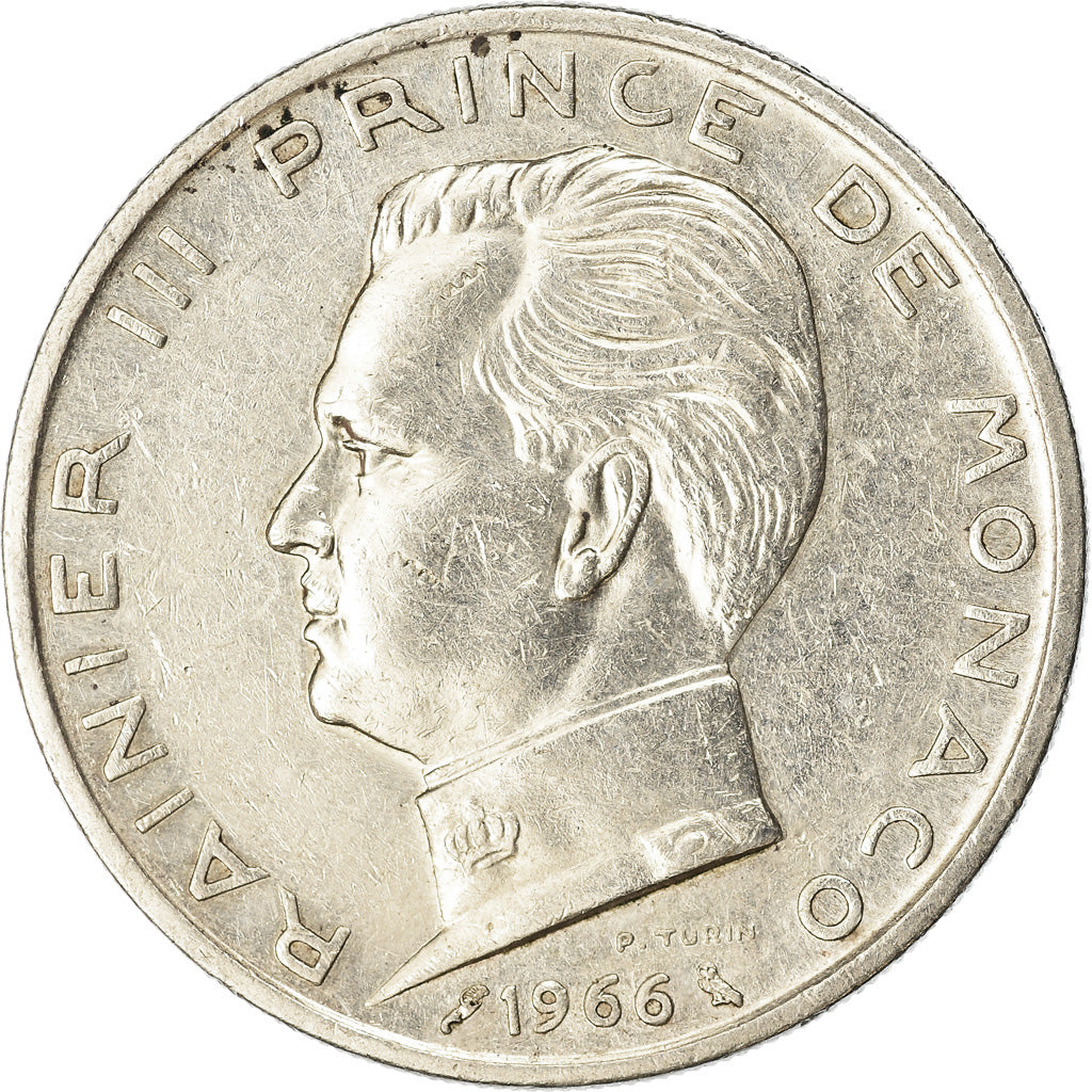 Münze, Monaco, Rainier III, 5 Francs, 1966, SS+, Silber, KM:141, Gadoury:MC 152