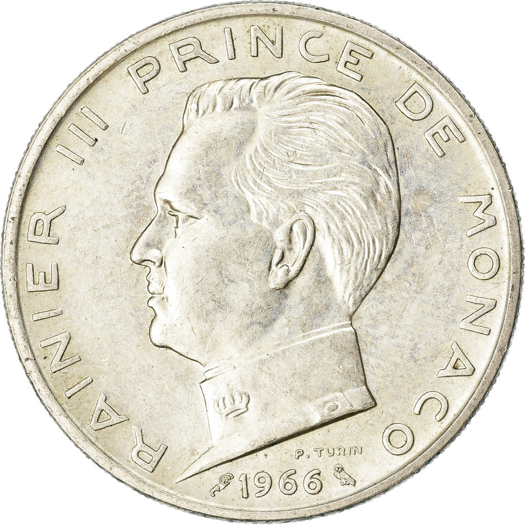 Moneta, Monaco, Rainier III, 5 Francs, 1966, BB+, Argento, KM:141, Gadoury:MC