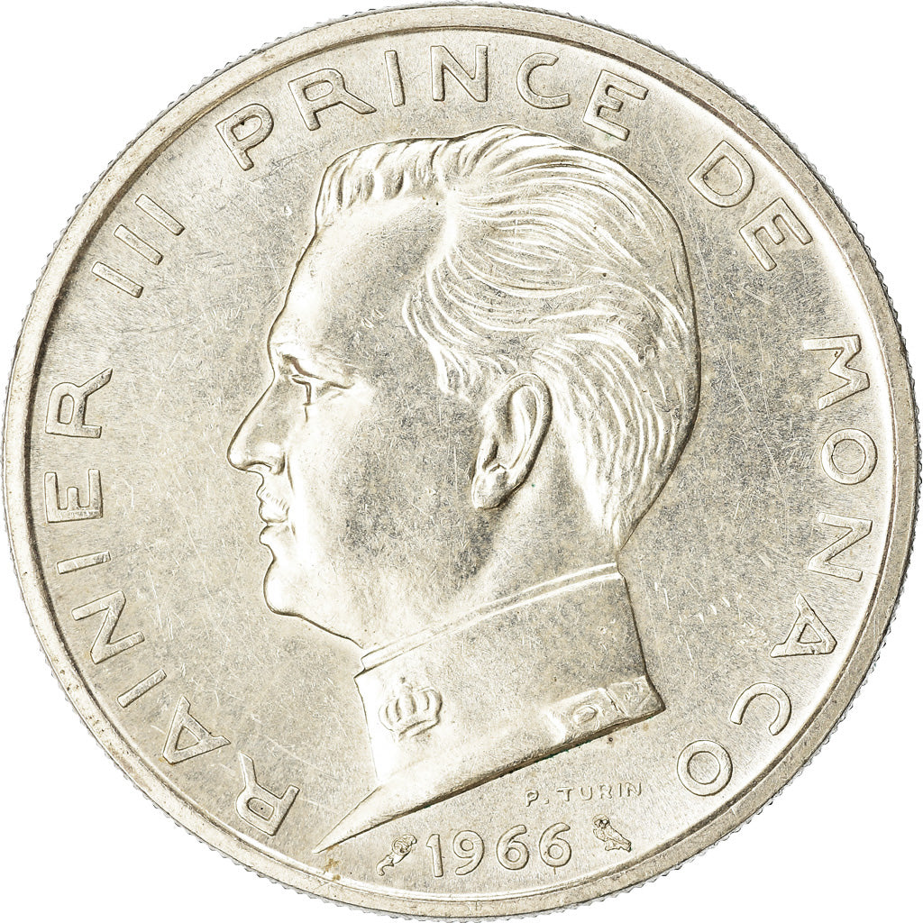 Moneta, Monaco, Rainier III, 5 Francs, 1966, BB+, Argento, KM:141, Gadoury:MC