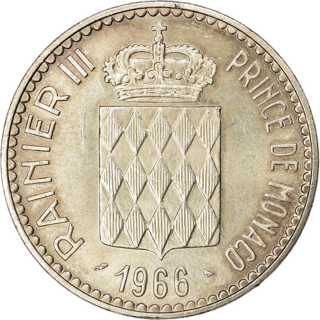 Coin, Monaco, Rainier III, 10 Francs, 1966, EF(40-45), Silver, KM:146