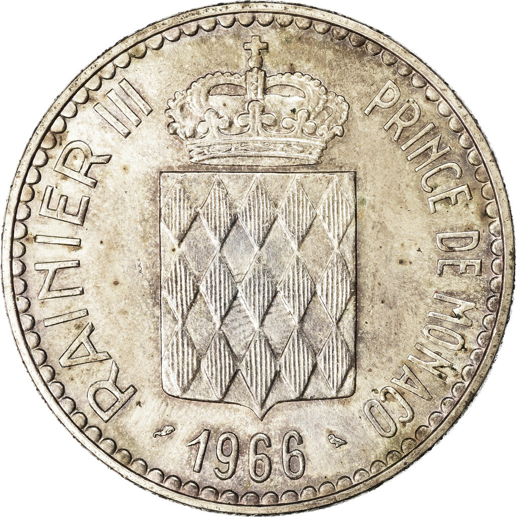 Coin, Monaco, Rainier III, 10 Francs, 1966, EF(40-45), Silver, KM:146