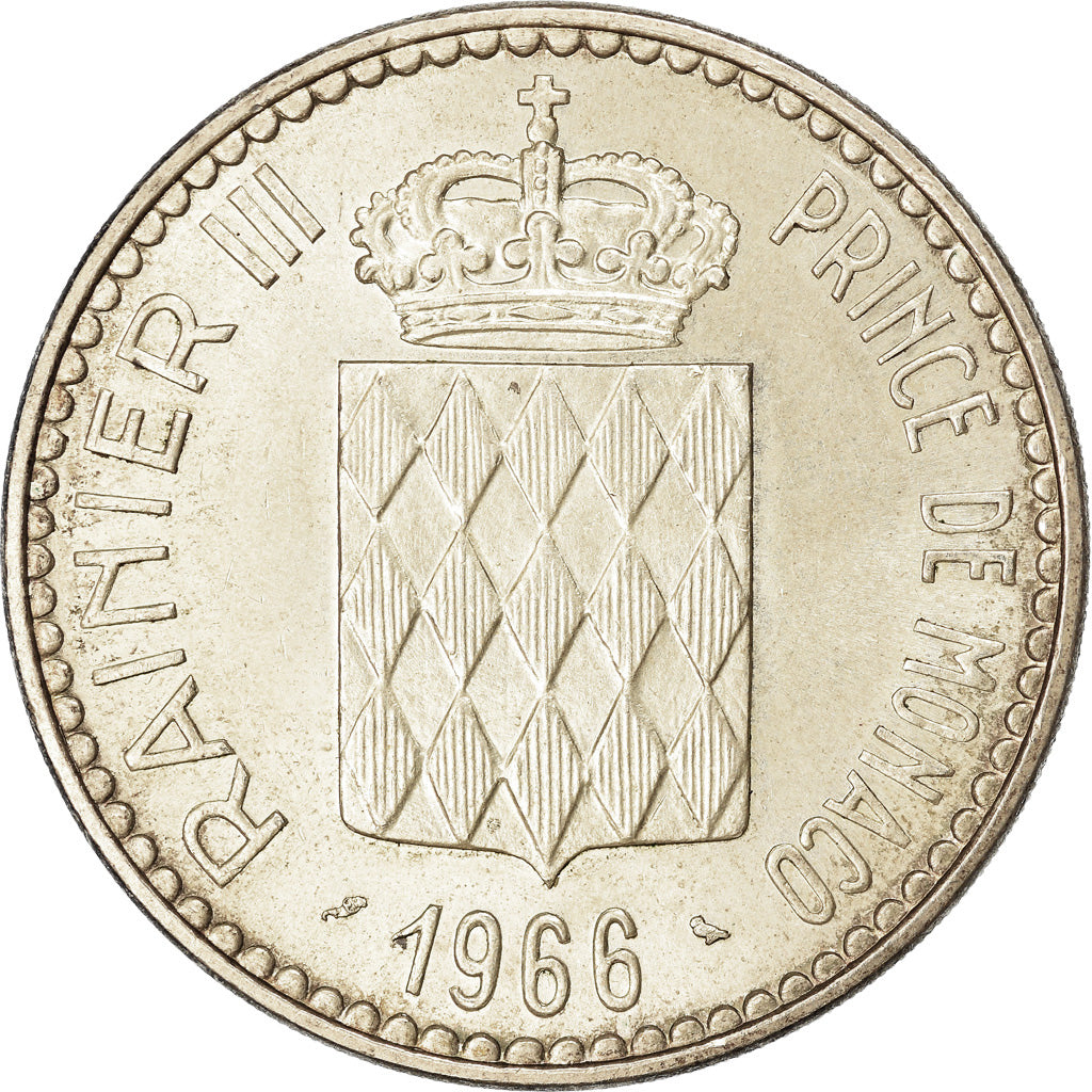 Coin, Monaco, Rainier III, 10 Francs, 1966, AU(50-53), Silver, KM:146