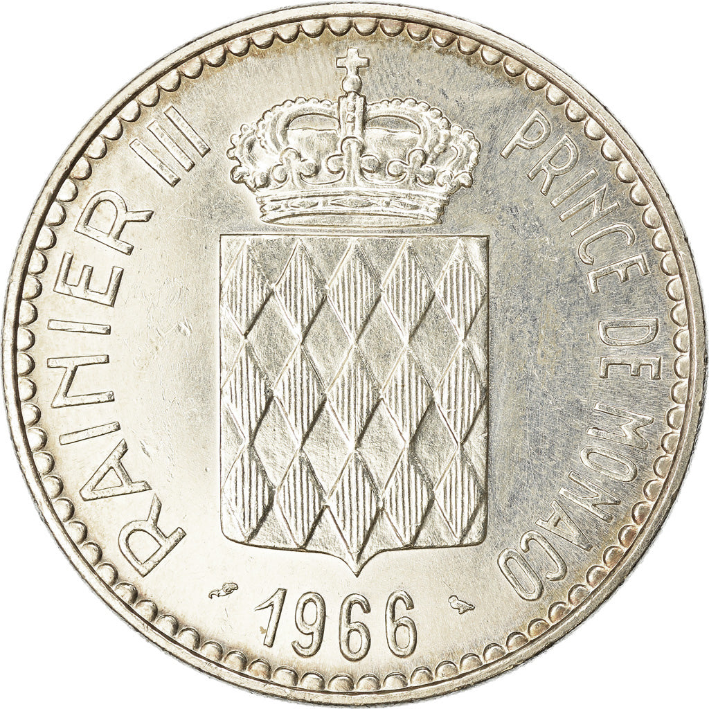 Moneta, Monaco, Rainier III, 10 Francs, 1966, BB+, Argento, KM:146