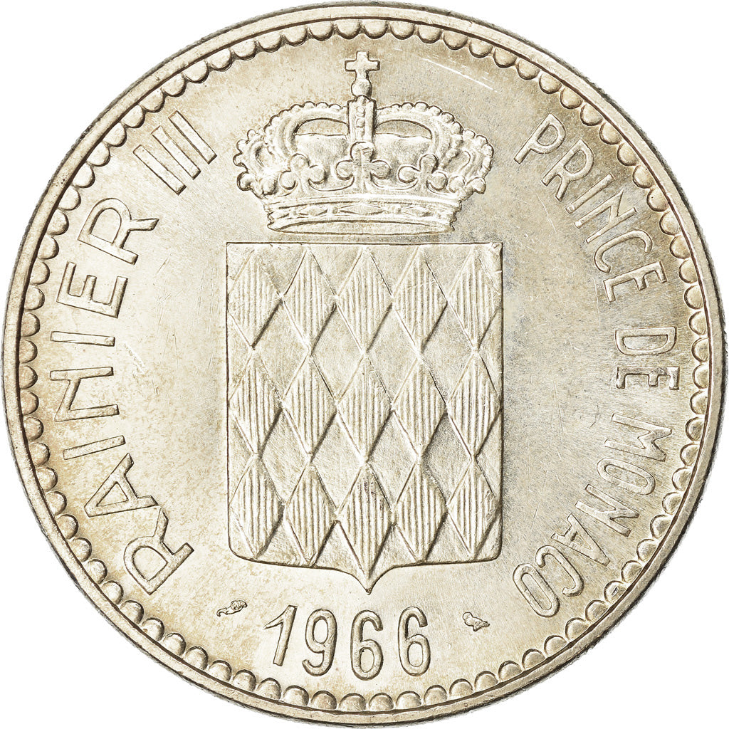 Coin, Monaco, Rainier III, 10 Francs, 1966, AU(50-53), Silver, KM:146