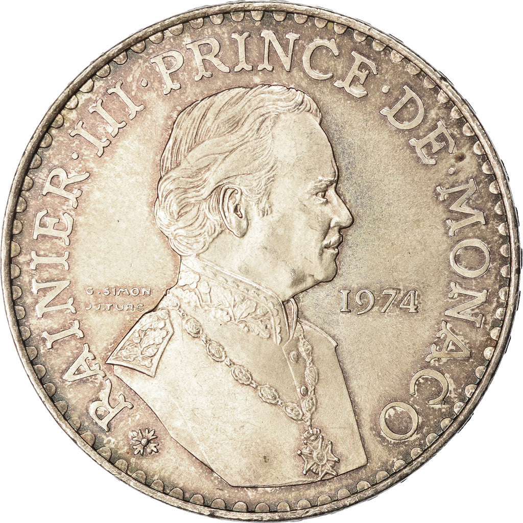 Coin, Monaco, Rainier III, 50 Francs, 1974, EF(40-45), Silver, KM:152.1