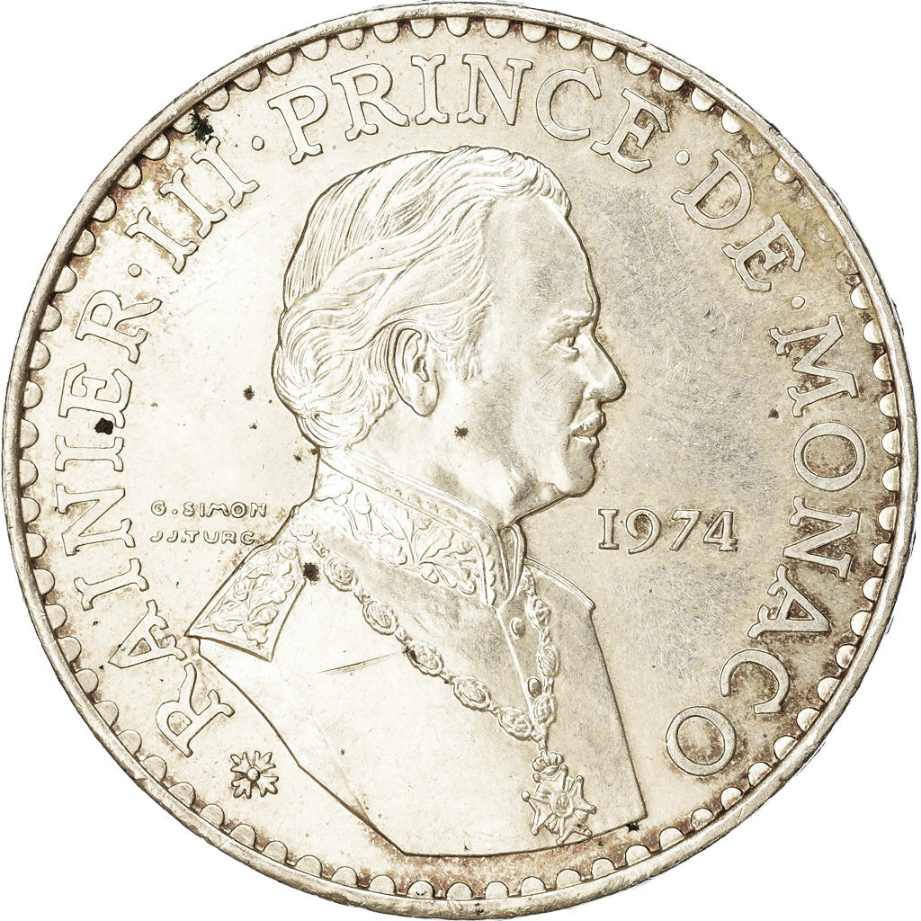 Coin, Monaco, Rainier III, 50 Francs, 1974, AU(55-58), Silver, KM:152.1