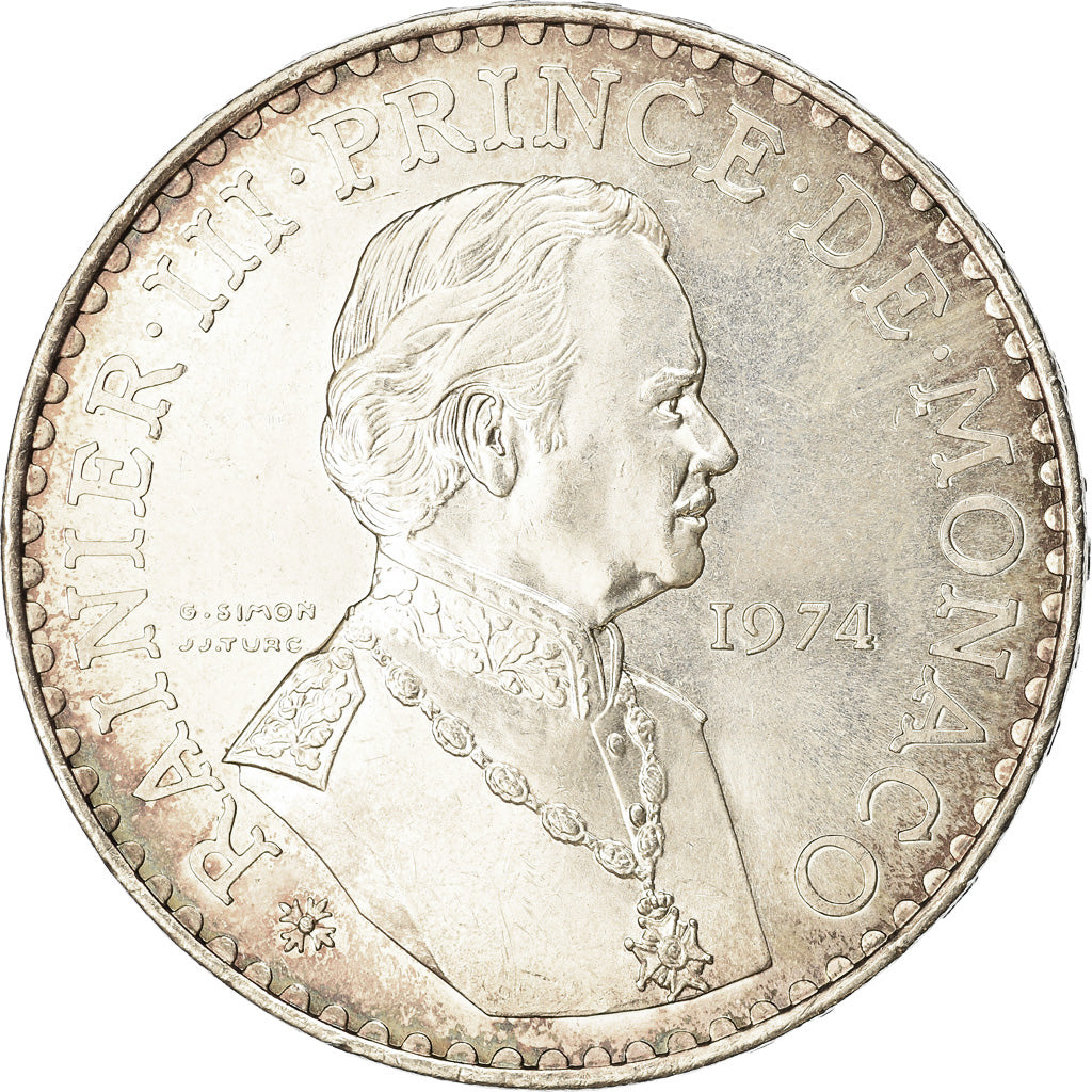 Coin, Monaco, Rainier III, 50 Francs, 1974, AU(55-58), Silver, KM:152.1